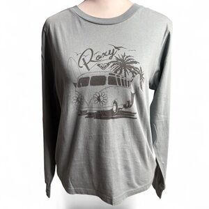 Roxy Waikiki Beach Volkswagen Long Sleeve Tee – Sage Green, Grey, Size Small